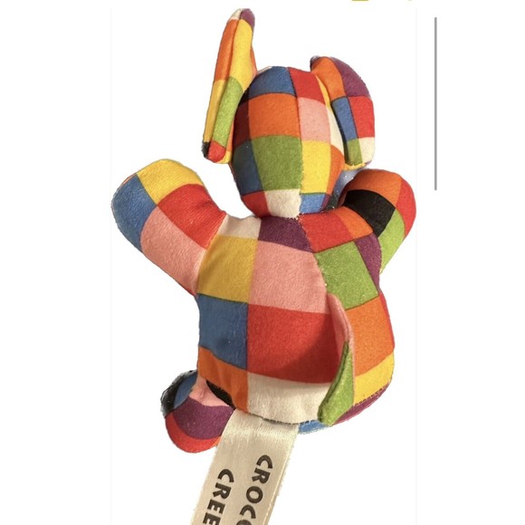 Vintage ELMER -Patchwork Elephant -Toy RATTLE -David McKee -Crocodile Creek 1996 - Picture 4 of 11